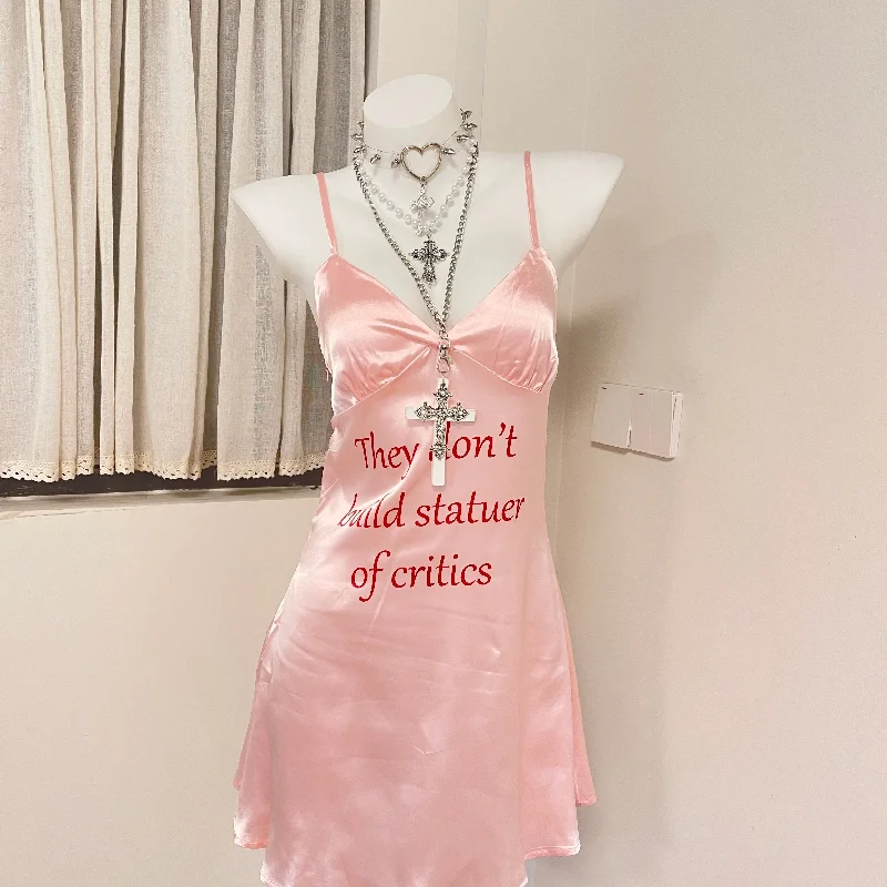 Pink printed slip dress  YV50229 Tunics Yoga stretchy
