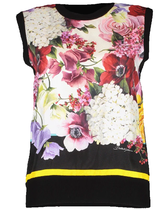 Silk Floral Front Tank strapless tank top