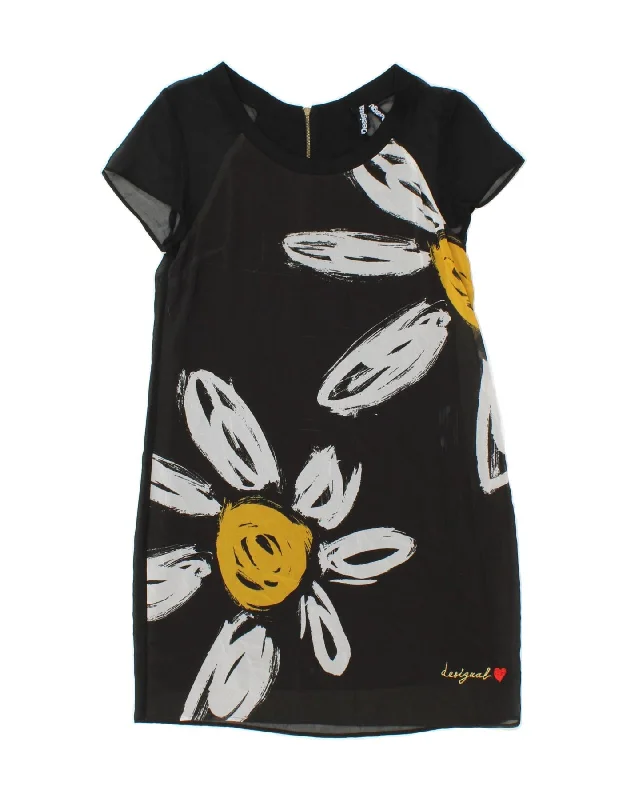 DESIGUAL Womens Short Sleeves Sheath Dress UK 14 Large Black Floral Tunics Vintage classic DESIGUAL Womens Short Sleeves Sheath Dress UK 14 Large Black Floral Tunics Vintage classic