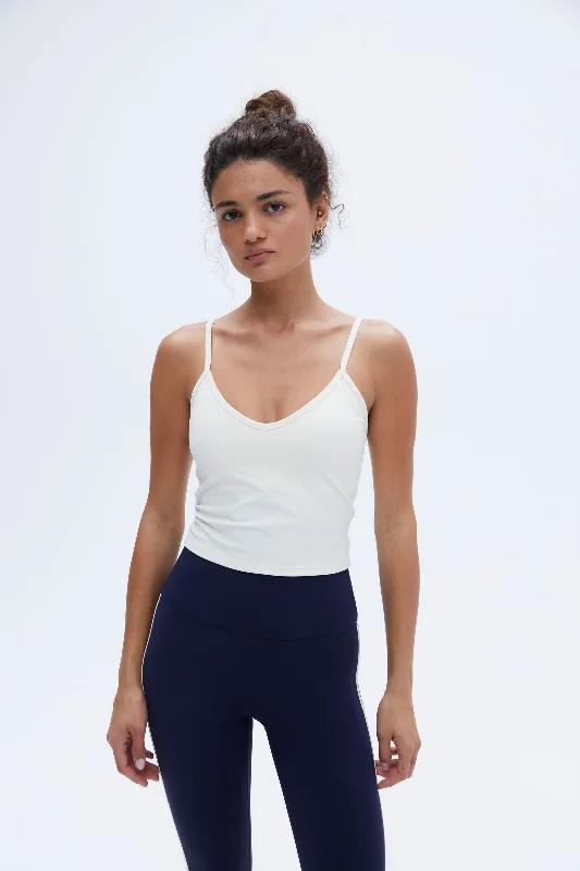 Ultimate Piping Longline Tank - Marshmallow White layering tank top