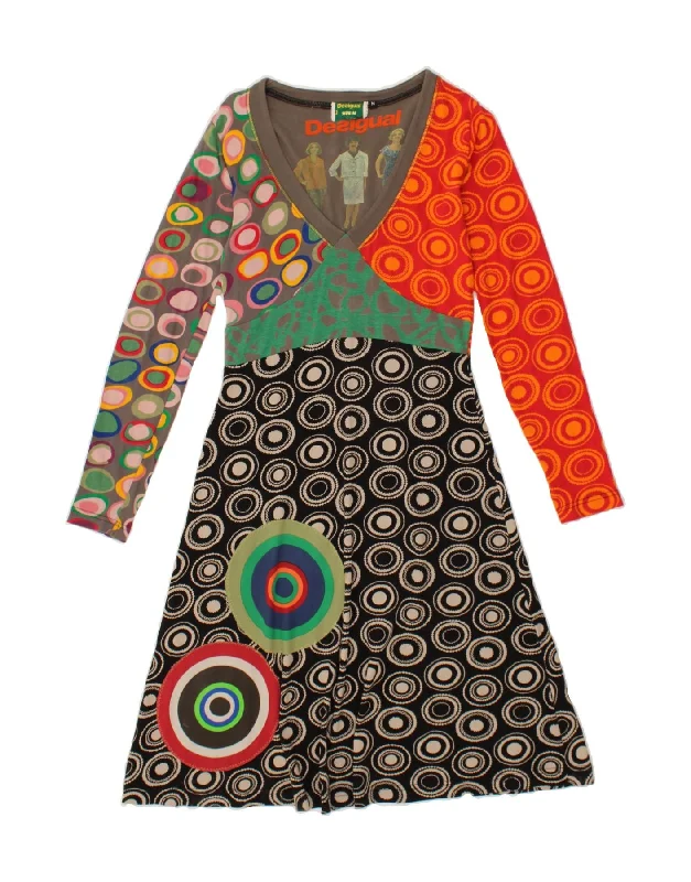 DESIGUAL Womens Graphic A-Line Dress UK 12 Medium Multicoloured Geometric Crew Neckline Sporty DESIGUAL Womens Graphic A-Line Dress UK 12 Medium Multicoloured Geometric Crew Neckline Sporty