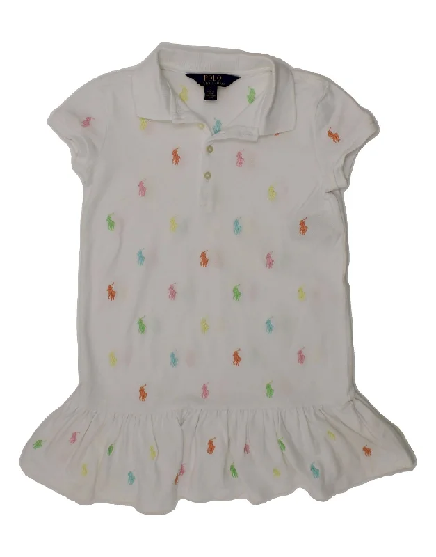 POLO RALPH LAUREN Girls Graphic Polo Dress 4-5 Years White Spotted Cotton Pencil Office Professional POLO RALPH LAUREN Girls Graphic Polo Dress 4-5 Years White Spotted Cotton Pencil Office Professional
