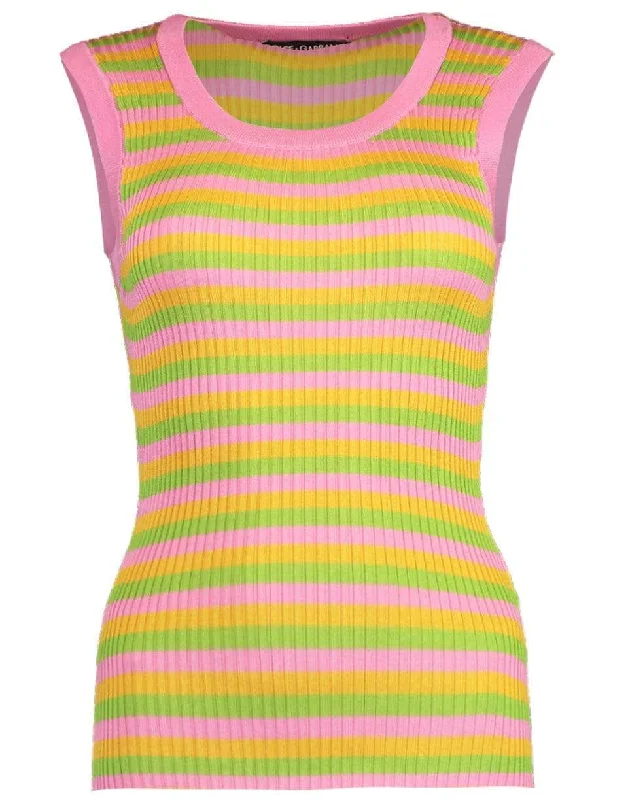 Striped Ribbed Racerback Tank metallic tank top