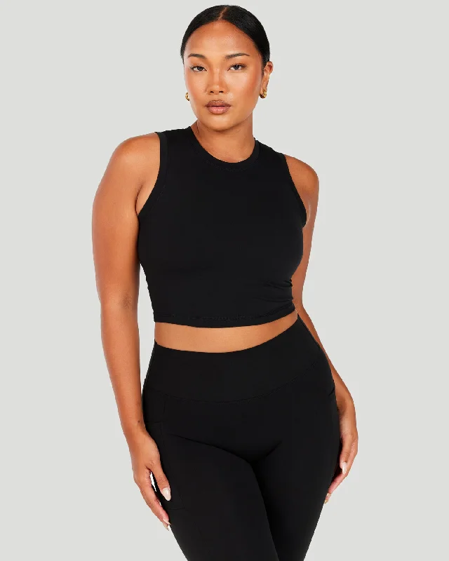 Aura Ringer Tank - Black cotton tank top