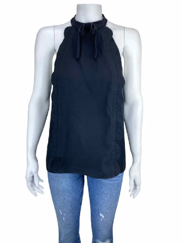 Victoria Beckham for Target, Women's Scallop-Trim Halter Tank, Black, Size M peekaboo tank top