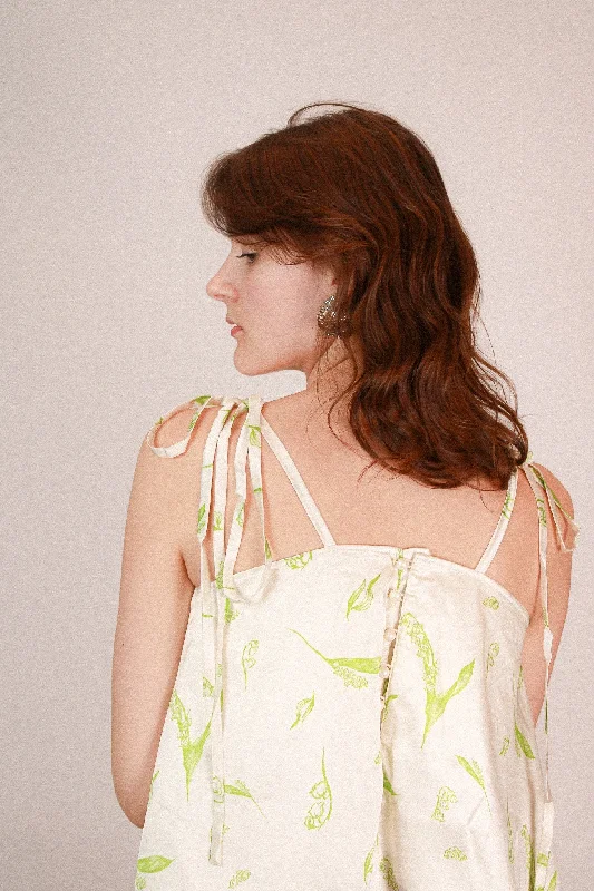 Lily of the valley Silk Tank Top White sheer tank top