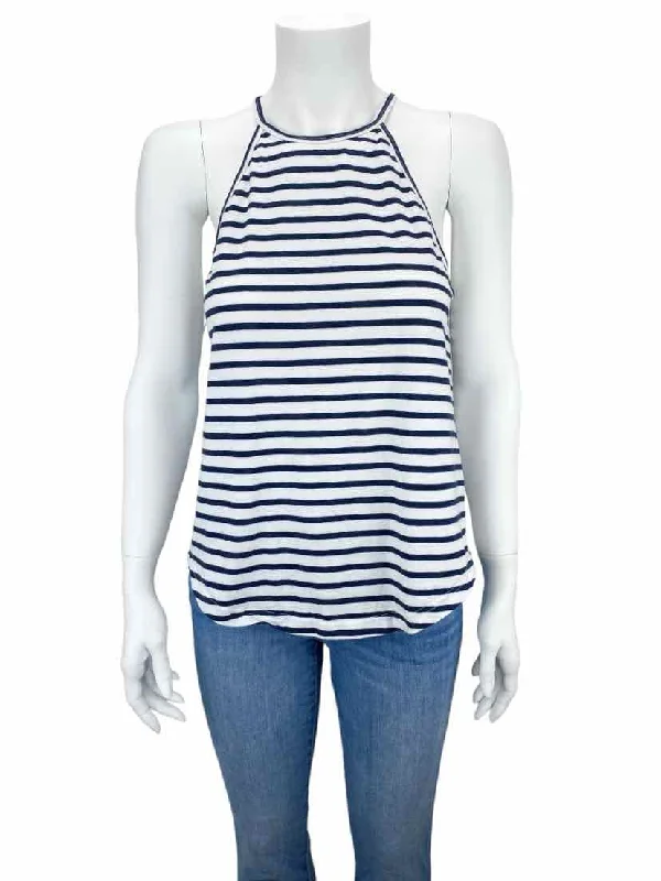 A.L.C. Women's Striped Halter Tank White Navy Size M halter tank top