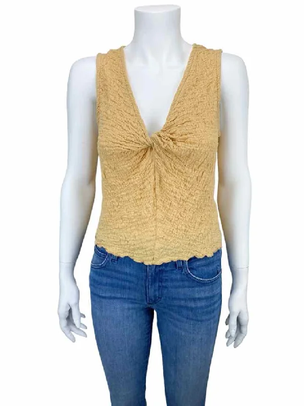 Madewell Women's Popcorn Knit Twist-Front Tank Golden Yellow Size M cold shoulder tank