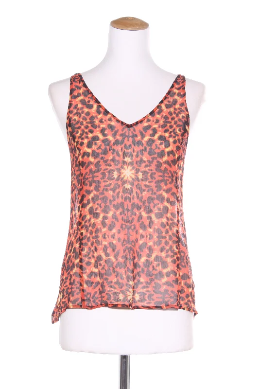 STORM - Orange leopard silk chiffon tank! 12 cropped tank top