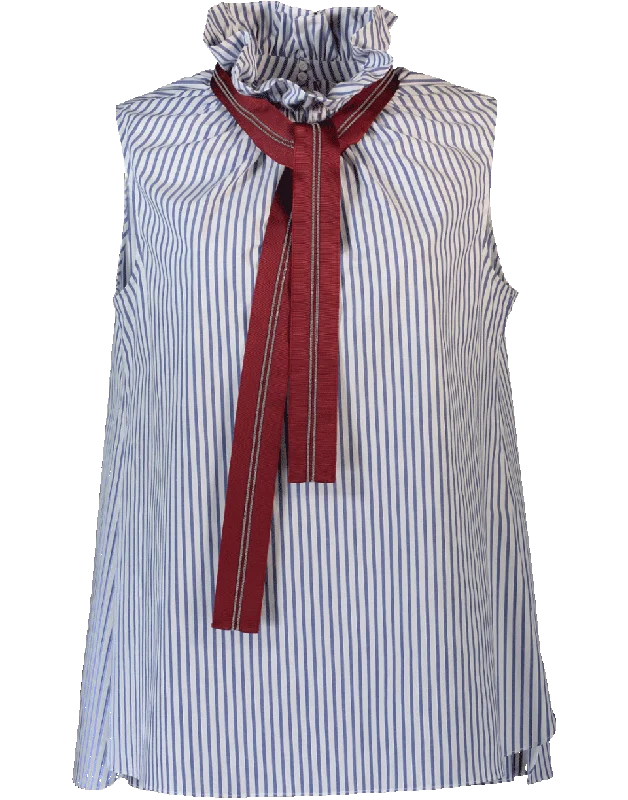 Striped Tank With Grosgrain And Monili Tie graphic tank top