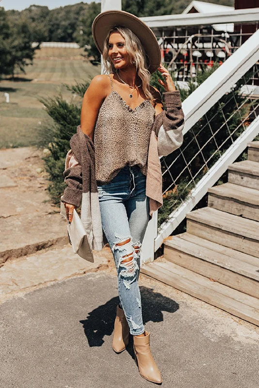 leopard cheetah print tank, boho tank striped tank top