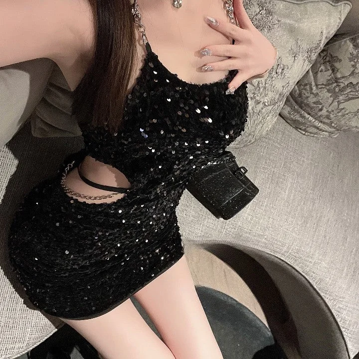 Black sequin dress yv31699 Tunics Wedding white