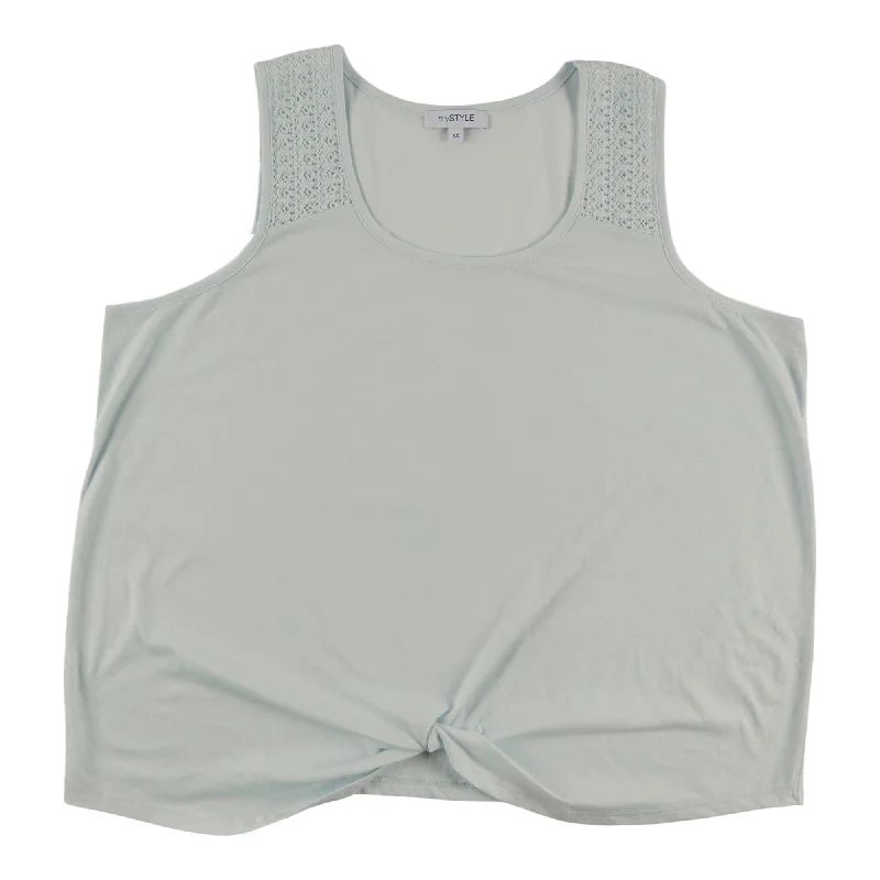 mySTYLE Women's Plus Mykonos Crochet Strap Tank Top comfortable tank top