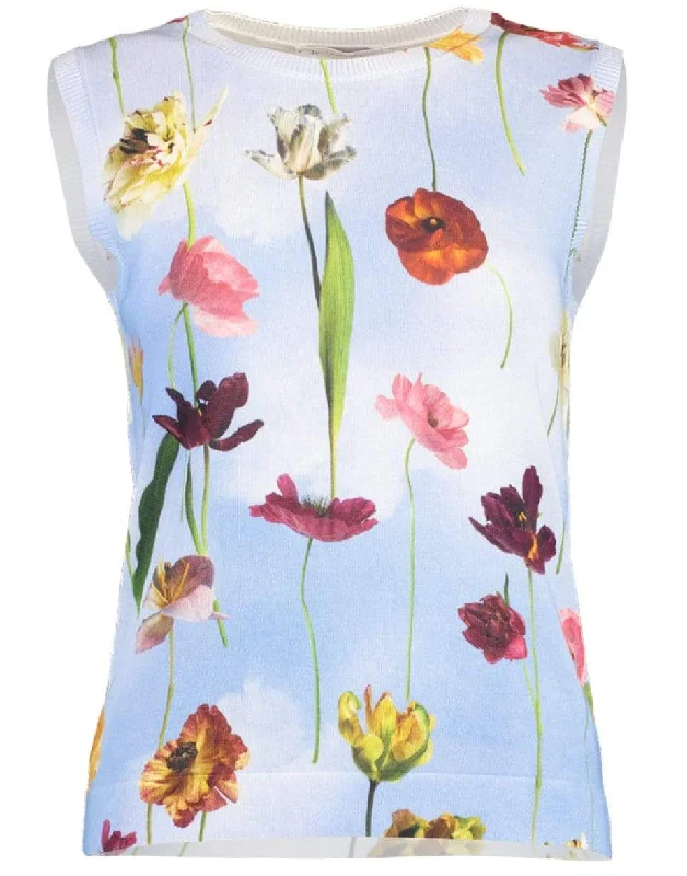 Mixed Floral Sky Printed Tank solid color tank
