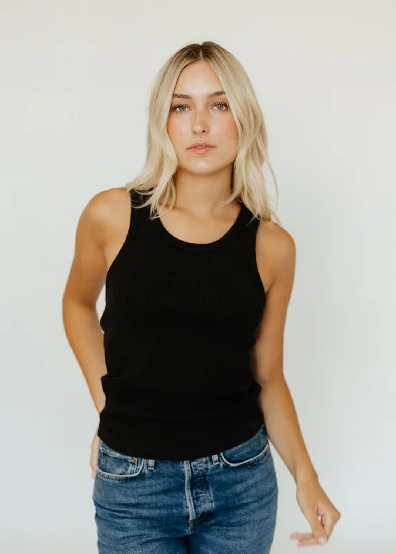 AGOLDE Poppy Tank Top in Black teal tank top