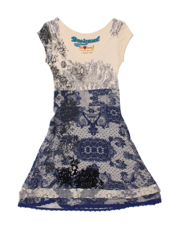 DESIGUAL Womens Graphic A-Line Dress UK 14 Large Blue Paisley Viscose Tunics Mesh breathable DESIGUAL Womens Graphic A-Line Dress UK 14 Large Blue Paisley Viscose Tunics Mesh breathable