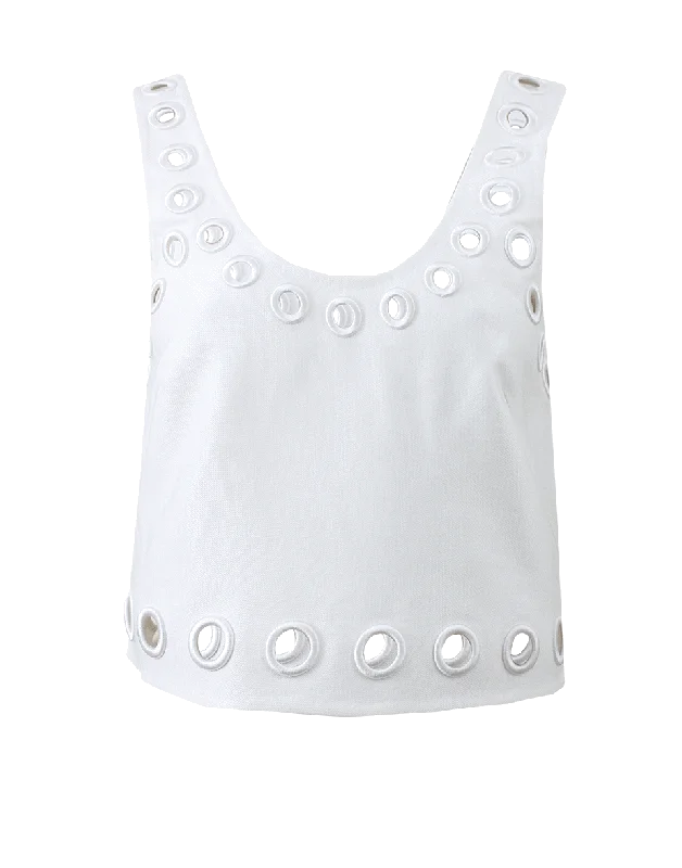 Embroidered Eyelet Tank gym tank top