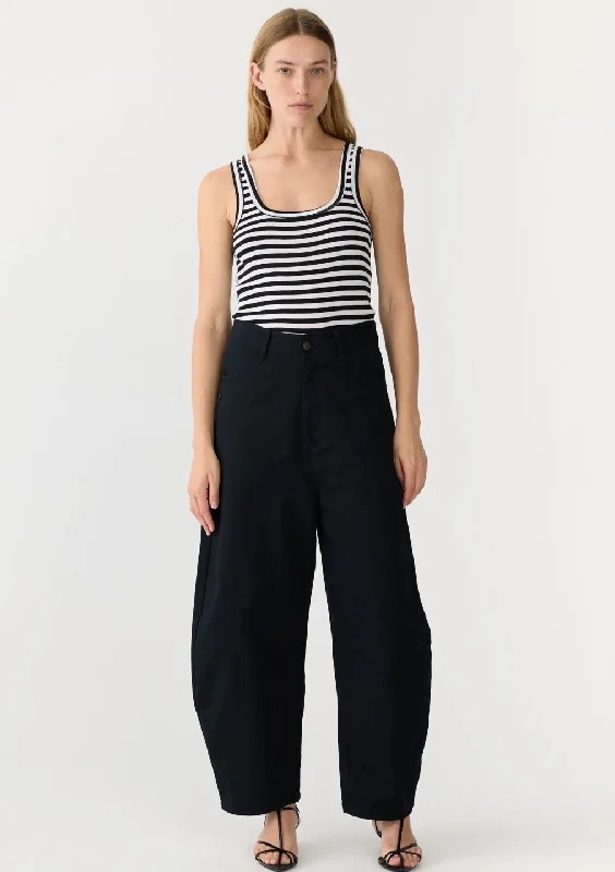 Bassike Stripe Slim Rib Tank Black/White mesh tank top