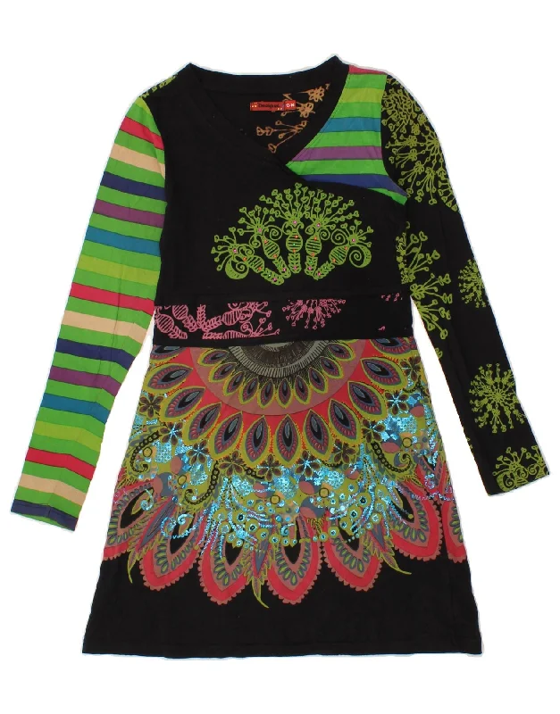 DESIGUAL Girls Graphic Long Sleeve A-Line Dress 13-14 Years Multicoloured Casual Short Summer DESIGUAL Girls Graphic Long Sleeve A-Line Dress 13-14 Years Multicoloured Casual Short Summer