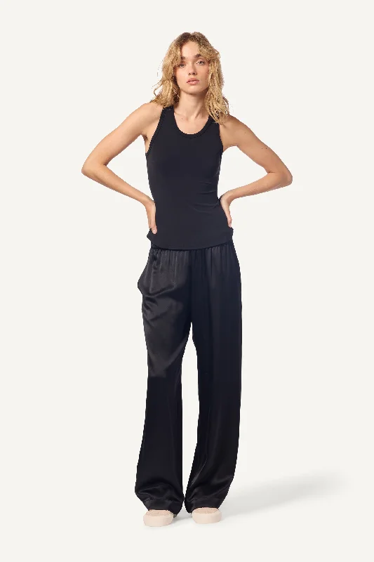 JAMEELA SANDWASHED RACERBACK TANK | BLACK mesh tank top