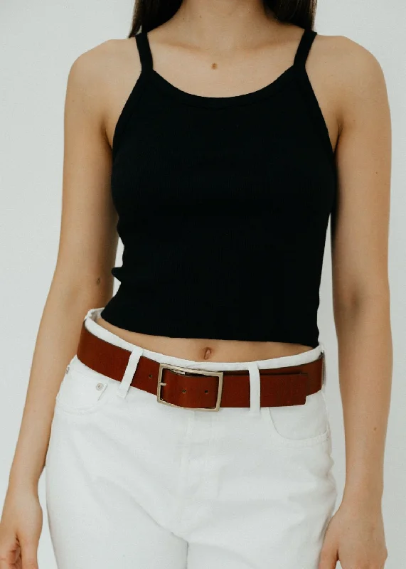Éterne Cropped Rib Tank in Black soft pink tank
