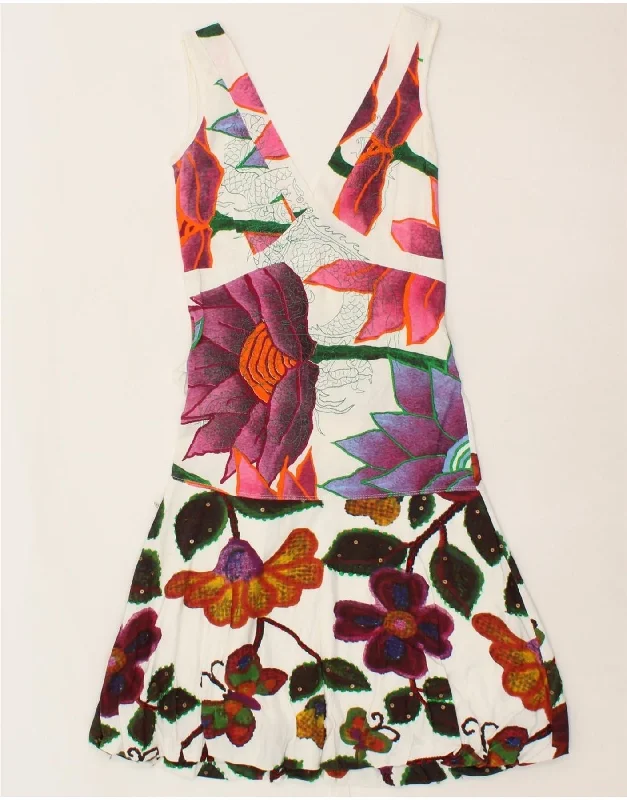 DESIGUAL Womens Sleeveless A-Line Dress UK 4 XS Multicoloured Floral Tunics New arrival DESIGUAL Womens Sleeveless A-Line Dress UK 4 XS Multicoloured Floral Tunics New arrival