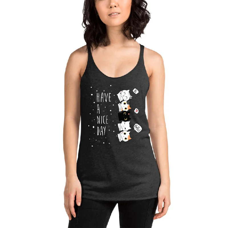 Cute Cat Family Cartoon Women's Racerback Tank glitter tank top