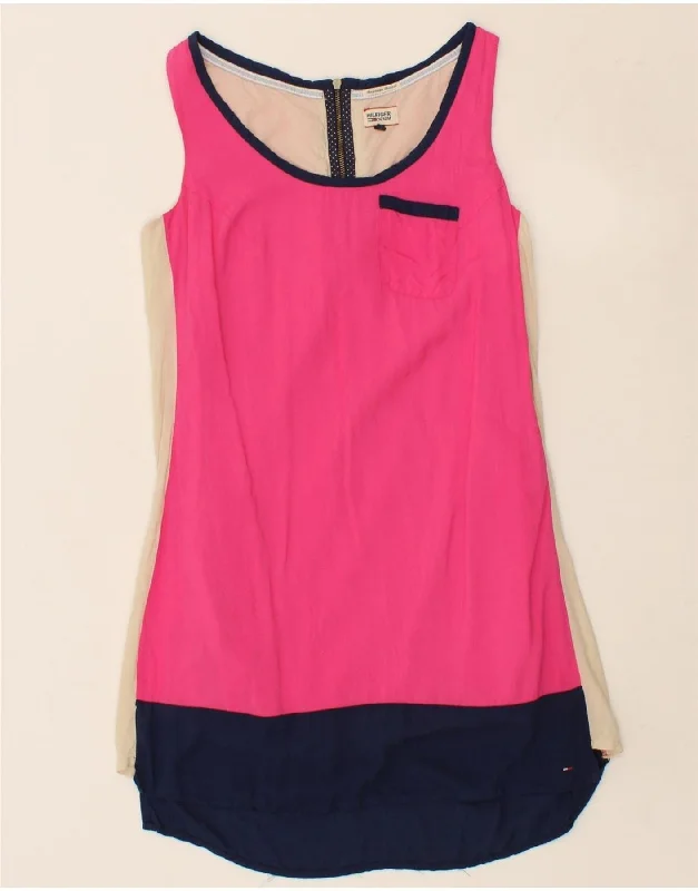 TOMMY HILFIGER Womens Sleeveless Basic Dress UK 6 XS Pink Colourblock sweetheart Neckline Romantic TOMMY HILFIGER Womens Sleeveless Basic Dress UK 6 XS Pink Colourblock sweetheart Neckline Romantic