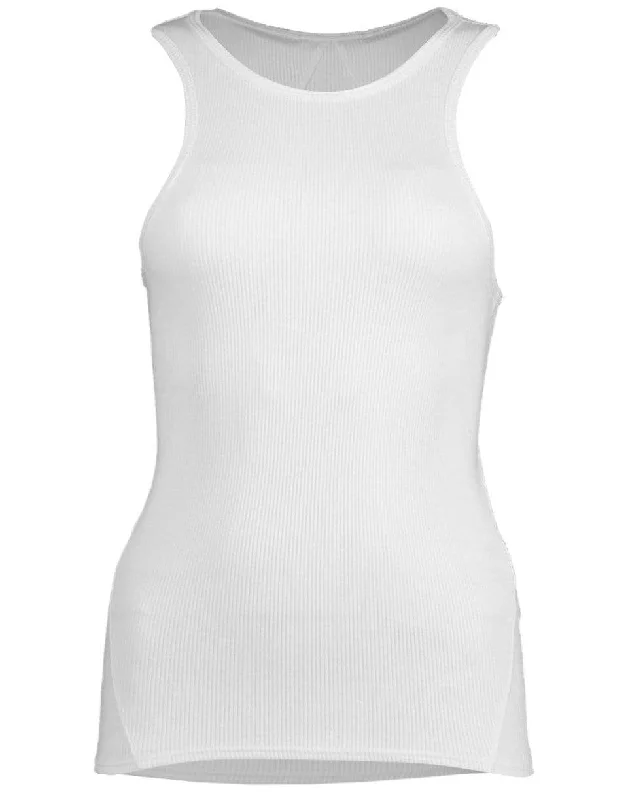 The Essential Rib Tank - White low neck tank