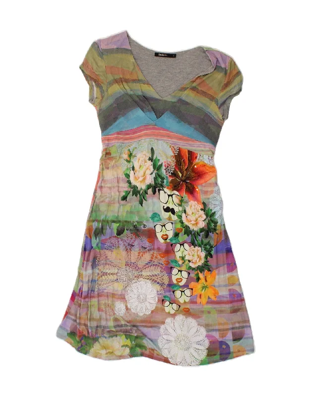 DESIGUAL Womens A-Line Dress UK 12 Medium Multicoloured Floral Viscose Tunics Sophisticated sleek DESIGUAL Womens A-Line Dress UK 12 Medium Multicoloured Floral Viscose Tunics Sophisticated sleek