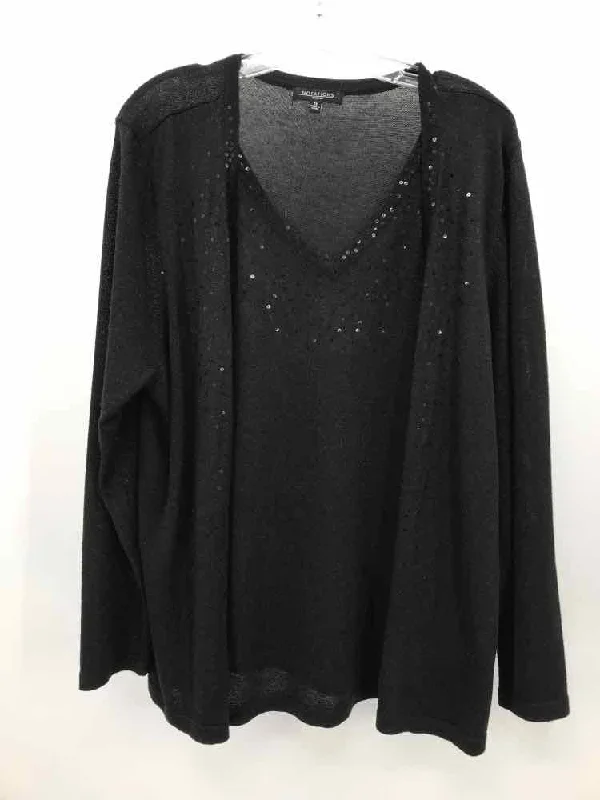 Pre-Owned Notations Black Size 1X Sweater Sequined Glittery Shiny