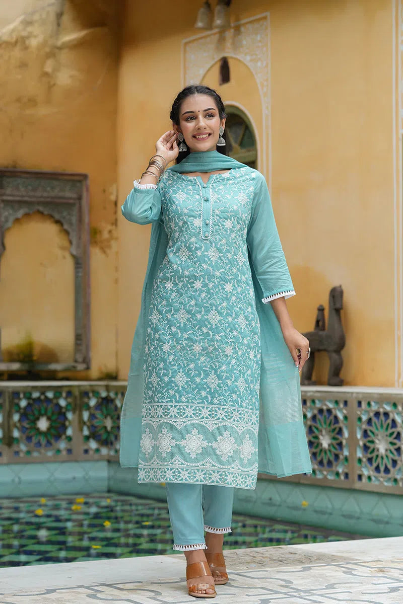 Ahika Poly Silk Embroidered Kurta Trousers With-PKSKD1341A_XS Trousers Sale Discount