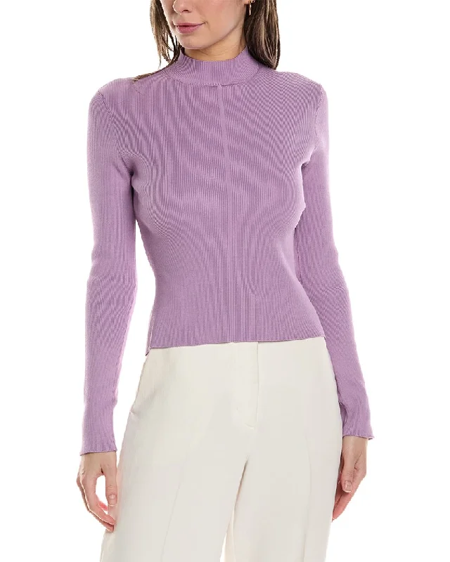 Oscar De La Renta Mock Neck Silk-Blend Sweater Chenille Fabric Brocade Fabric Lace Fabric