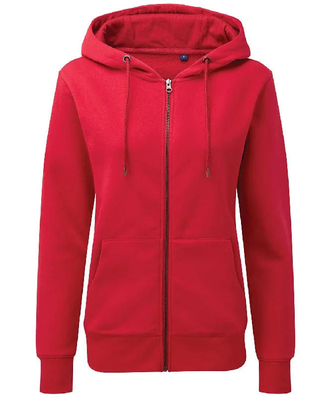 Cherry Red - Women's zip-through organic hoodie Cotton Hoodie Fleece Lining Warmth