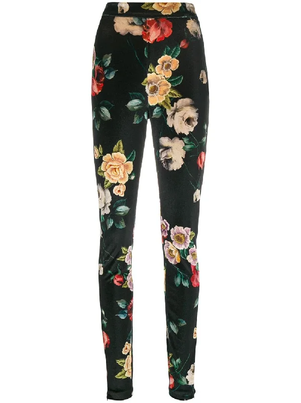 floral print skinny trousers Trousers Mesh Breathable