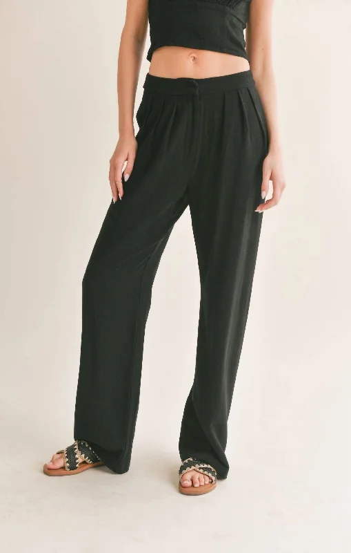 At Ease Linen Blend Trouser In Black Trousers Handmade Artisanal