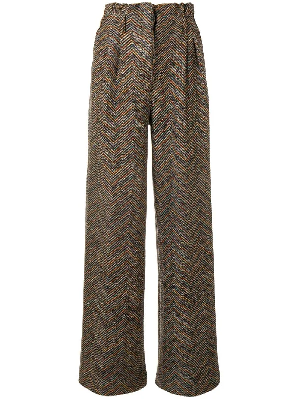 herringbone flared trousers Trousers Custom Made