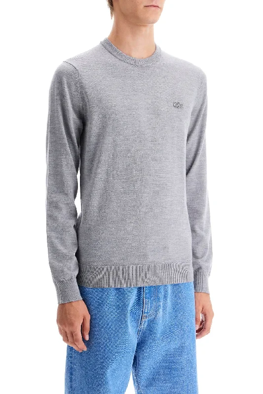 Lacoste Wool Crewneck Pullover Ruffled Neck Pullover