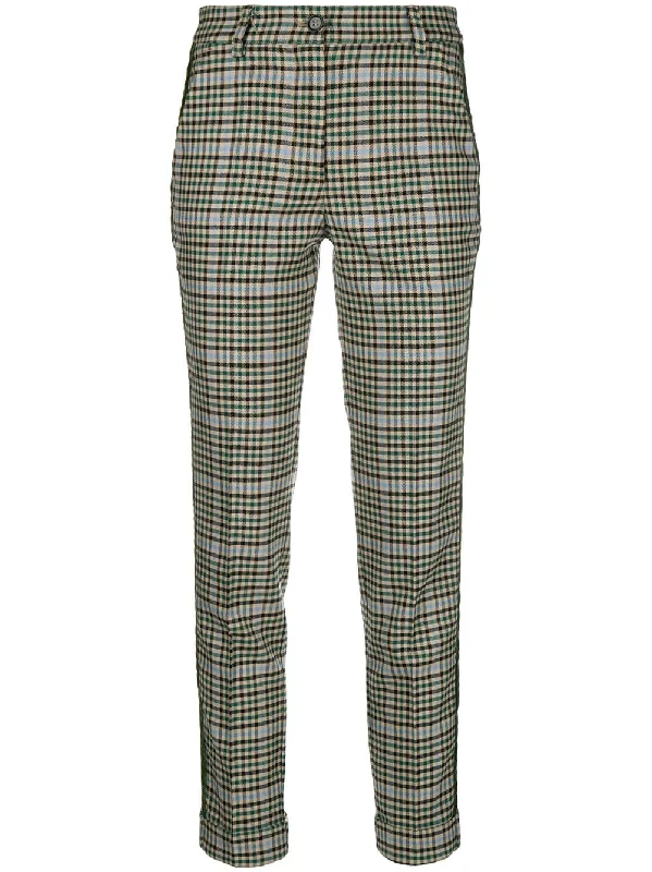 checked cigarette trousers Trousers chic elegant