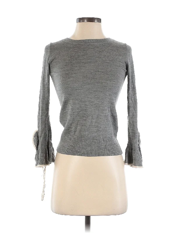 Wool Pullover Sweater Spaghetti Sleeve Top