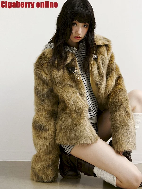 Short Jacket Fur Coat【s0000011426】 Boat Neck Shawl Collar Notched Collar