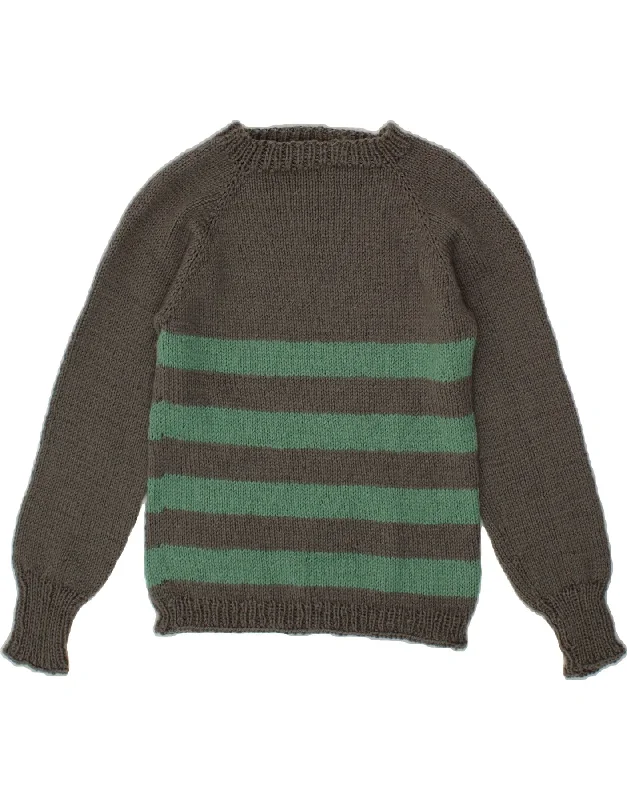 VINTAGE Womens Boat Neck Jumper Sweater UK 10 Small Grey Striped Rayon Fabric Velvet Fabric Corduroy Fabric