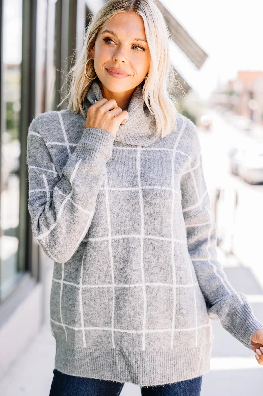 It's Only You Heather Gray Sweater Hooded Sweater Collared Sweater Shawl Collar