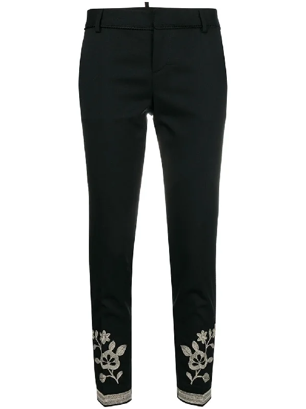 floral embroidered trousers Trousers sophisticated sleek
