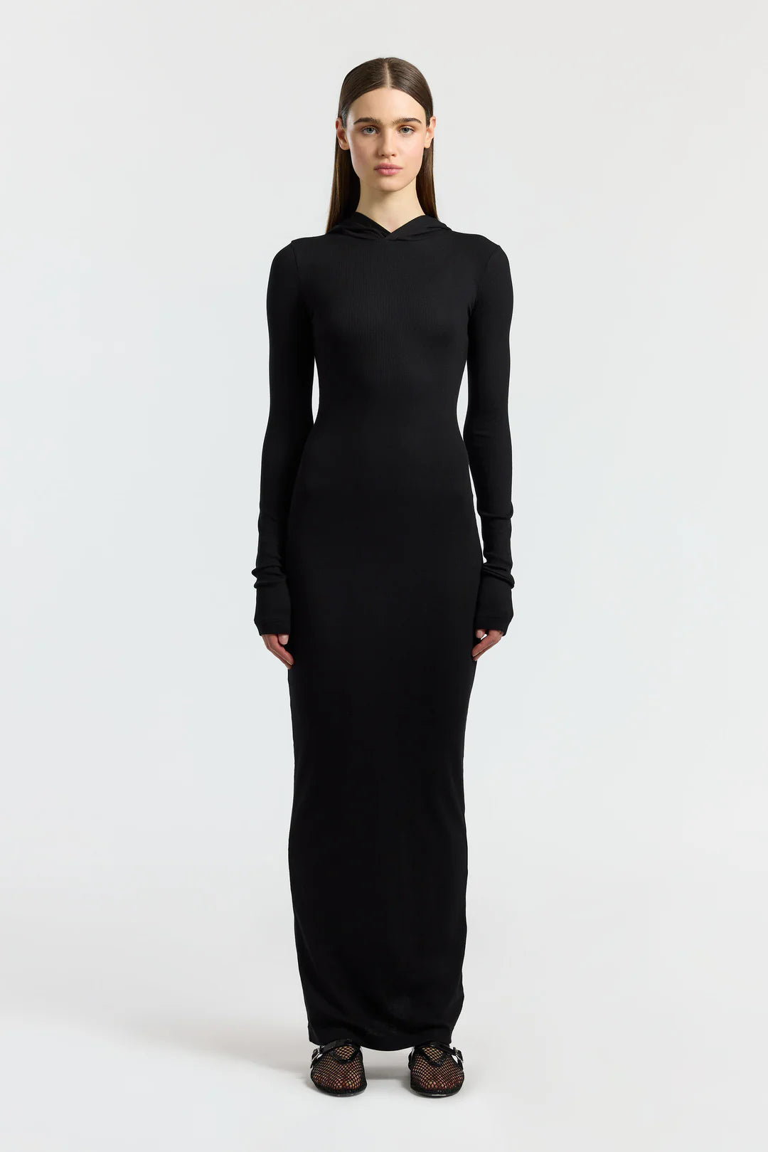 Verona Hoodie Dress - Black Hoodie with Drawcord Adjustable Secure