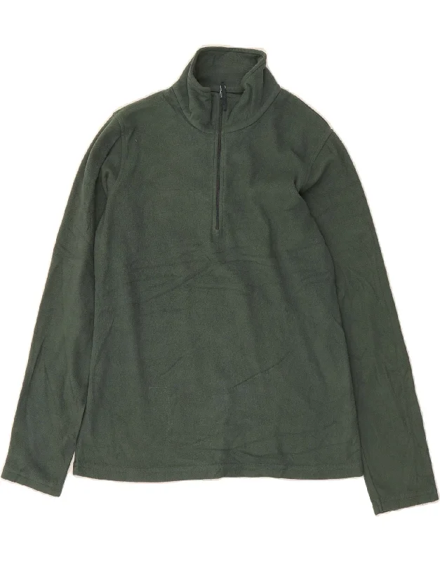 MOUNTAIN WAREHOUSE Womens Zip Neck Fleece Jumper UK 12 Medium Green Sequined Glittery Shiny