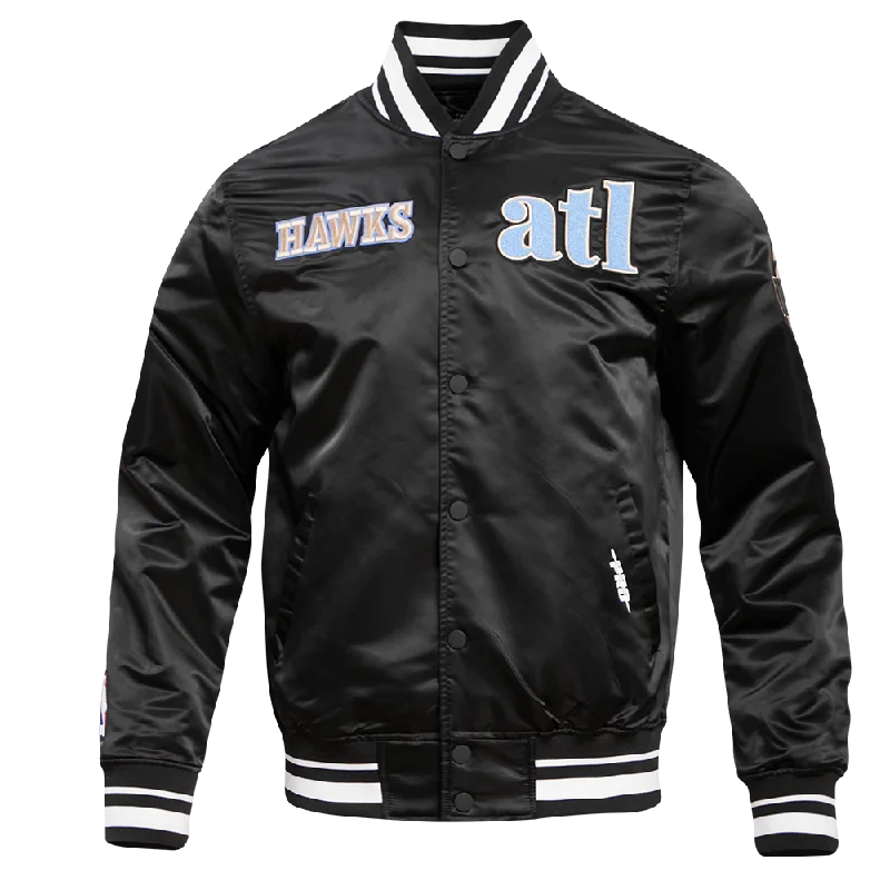 CHAMARRA NBA ATLANTA HAWKS CHEST HISTORIC RIB SATIN JACKET Zippered Jacket Buttoned Jacket Snapped Jacket