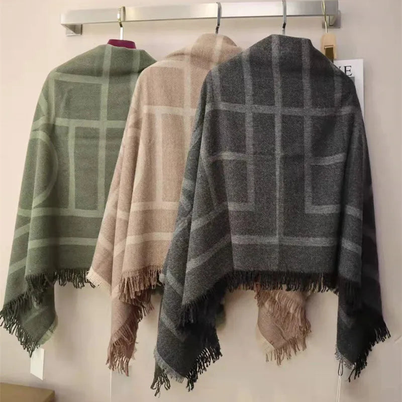 Avocado Grove Stripes Woven Cashmere Wool Womens Shawl Cozy Fleece Shawl Scarf