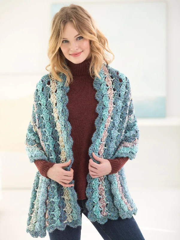 Serene Shells Shawl (Crochet) Soft Knit Shawl Poncho