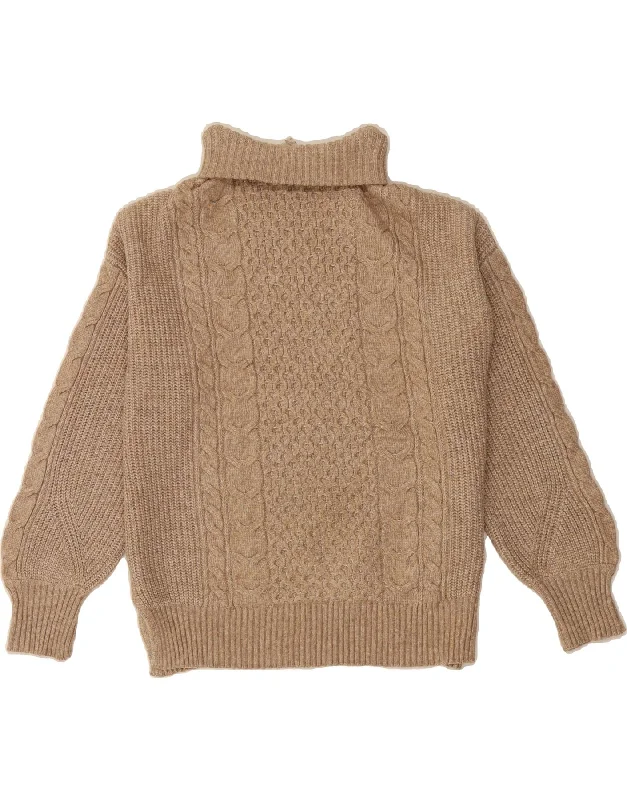 WHITE STUFF Womens Roll Neck Jumper Sweater UK 12 Medium Brown Polyester Soft Cozy Warm